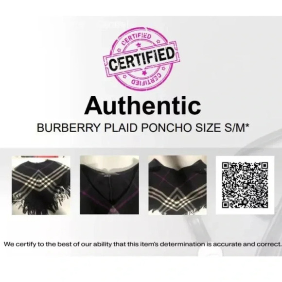 Burberry London Womens Black Plaid V-Neck Fringe Poncho Sweater Size S/M - Picture 7 of 9